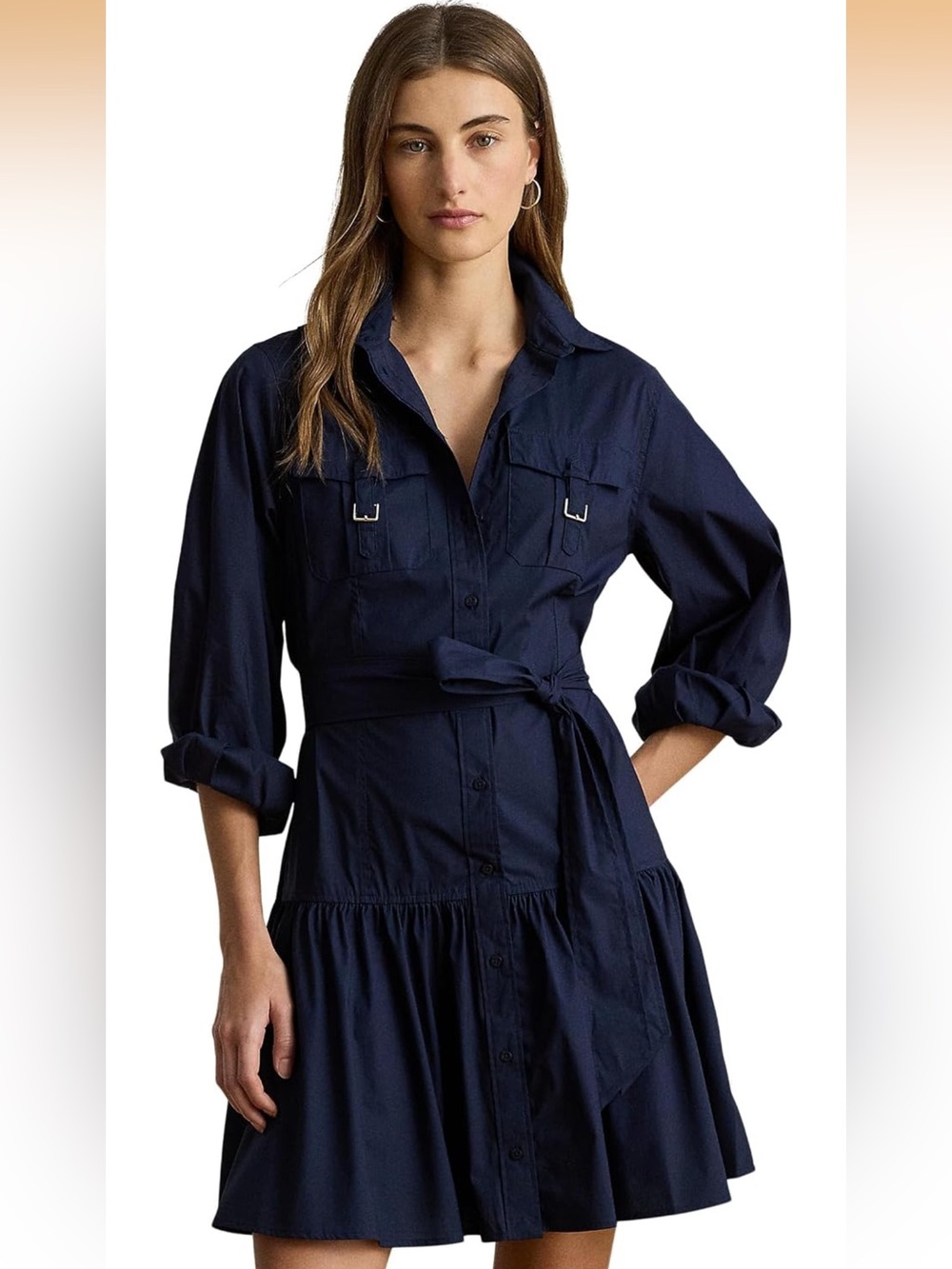 NWT Lauren Ralph Lauren Cotton Blend Buckle Trim Dress - 6, 8, 10